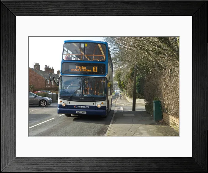 Framed Print : Number 61 bus in Wrea Green on the way to Preston from Blackpool Framed Print : Number 61 bus in Wrea Green on the way to Preston from Blackpool