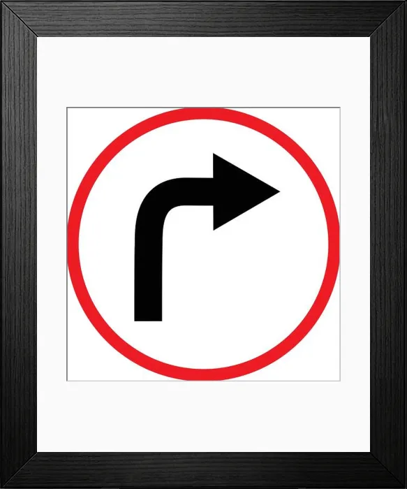 Framed Print : turn right sign on white background. turn right symbol. flat style. turn right ahead sign. traffic sign Framed Print : turn right sign on white background. turn right symbol. flat style. turn right ahead sign. traffic sign