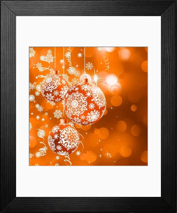 Framed Print : Christmas balls over orange bokeh. EPS 8 Framed Print : Christmas balls over orange bokeh. EPS 8