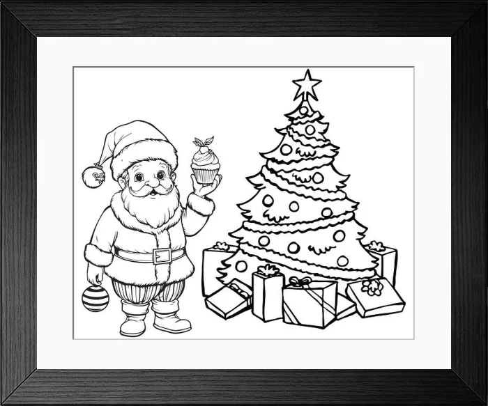 Framed Print : Santa Claus Christmas Street Scene Coloring Page Framed Print : Santa Claus Christmas Street Scene Coloring Page