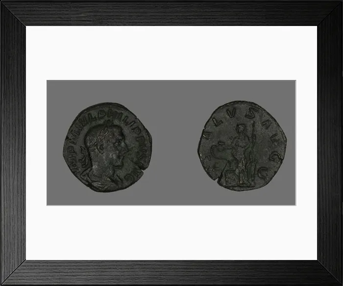 Framed Print : Sestertius (Coin) Portraying Philip the Arab, 244-249 Framed Print : Sestertius (Coin) Portraying Philip the Arab, 244-249