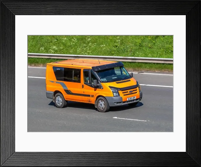 Framed Print : 2010 Orange FORD TRANSIT Sportline 330 SHR p / v panel van Framed Print : 2010 Orange FORD TRANSIT Sportline 330 SHR p / v panel van