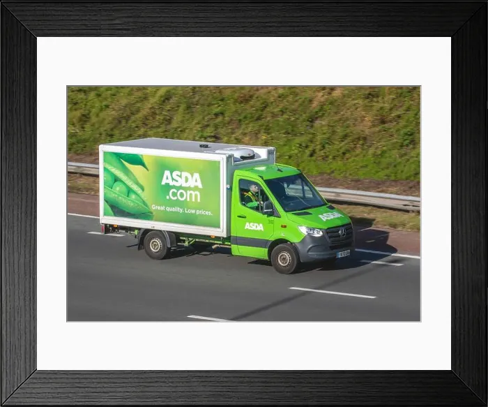 Framed Print : ASDA online delivery Supermarket van 2020 Mercedes-Benz Sprinter 314 Progressive Cdi 2143cc Diesel Box Van; moving Framed Print : ASDA online delivery Supermarket van 2020 Mercedes-Benz Sprinter 314 Progressive Cdi 2143cc Diesel Box Van; moving
