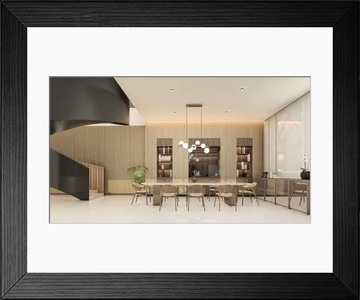 Framed Print : 3d Render Modern Guest House Interior Scene - with furniture Framed Print : 3d Render Modern Guest House Interior Scene - with furniture