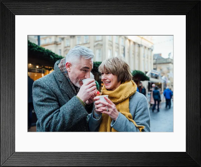 Framed Print : Enjoying Coffee At The Christmas Market Framed Print : Enjoying Coffee At The Christmas Market