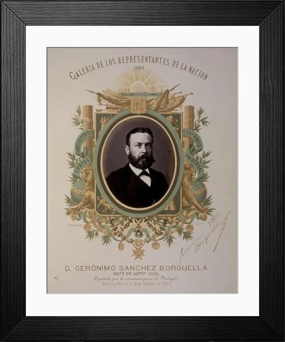 Framed Print : GALERIA DE REPRESENTANTES DE LA NACION 1869 - DON GERONIMO SANCHEZ BORGUELLA - DIPUTADO POR BADAJOZ Framed Print : GALERIA DE REPRESENTANTES DE LA NACION 1869 - DON GERONIMO SANCHEZ BORGUELLA - DIPUTADO POR BADAJOZ