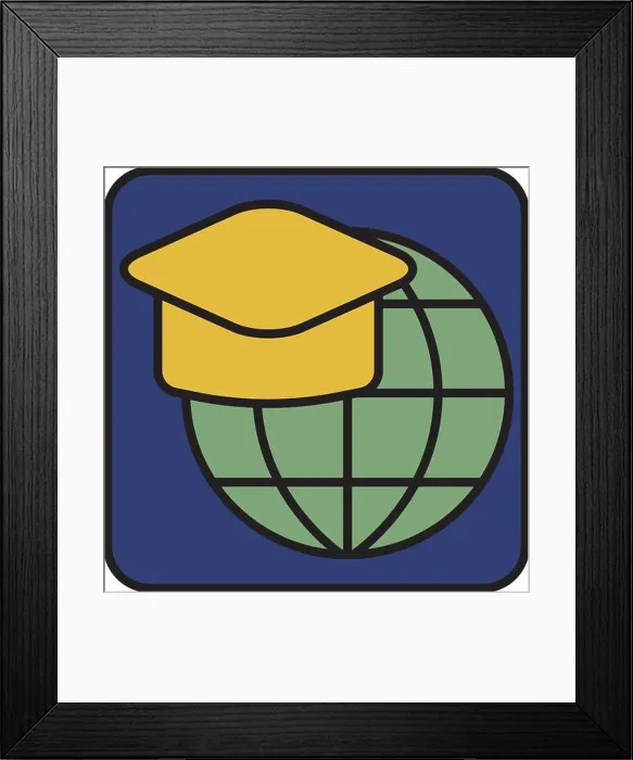 Framed Print : Education abroad, illustration, vector on a white background Framed Print : Education abroad, illustration, vector on a white background