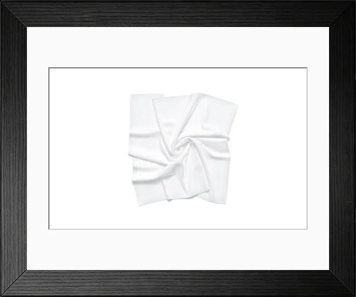 Framed Print : Blank white twill silk twisted scarf mockup Framed Print : Blank white twill silk twisted scarf mockup