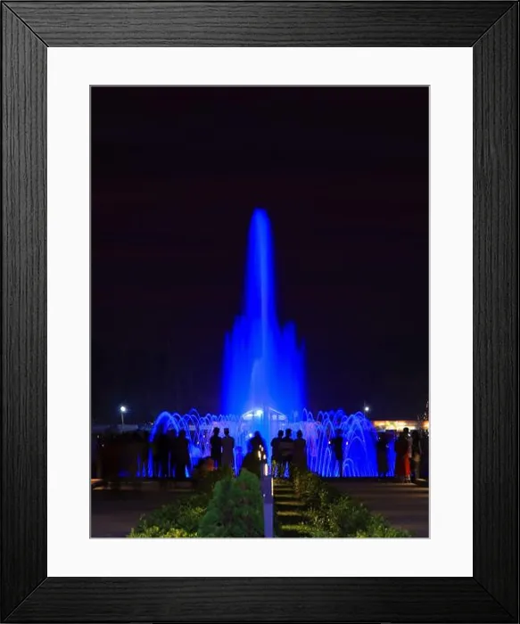 Framed Print : Blue fountain at night on a park center. located at Jamburi Park, Agrabad, Chittagong, Bangladesh Framed Print : Blue fountain at night on a park center. located at Jamburi Park, Agrabad, Chittagong, Bangladesh