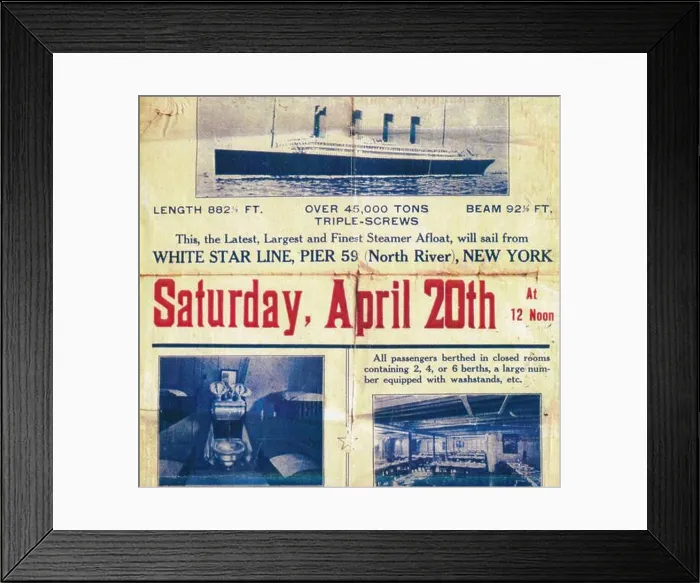 Framed Print : White Star Line poster to promote the Titanic's return trip from New York, 1912 Framed Print : White Star Line poster to promote the Titanic's return trip from New York, 1912