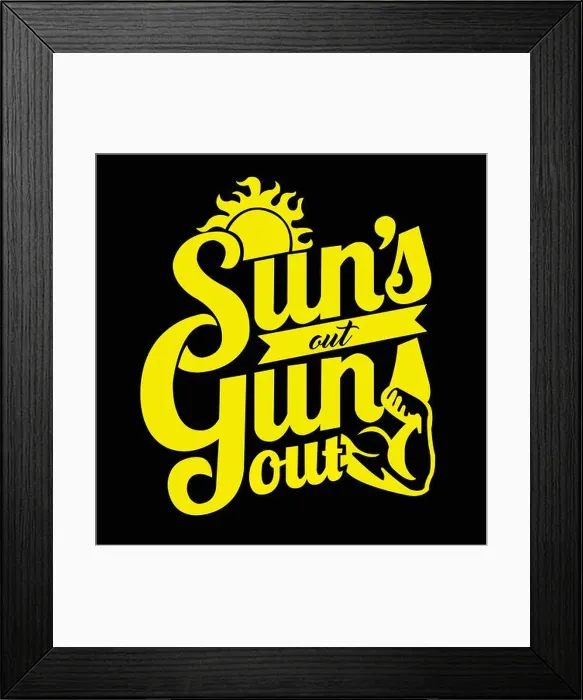Framed Print : Suns out Guns out a beautiful illustration for t-shirt printing and more Framed Print : Suns out Guns out a beautiful illustration for t-shirt printing and more