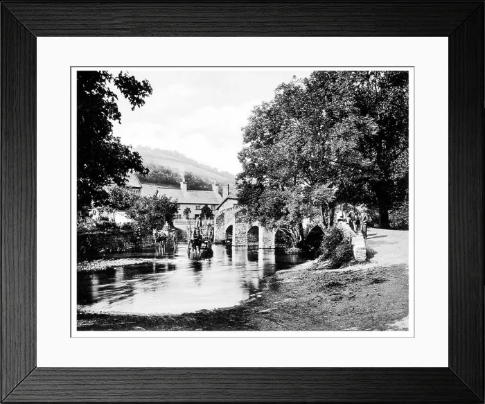 Framed Print : Bury village, and Dulverton Bridge the River Barle, Somerset, England, Photographed Circa 1910