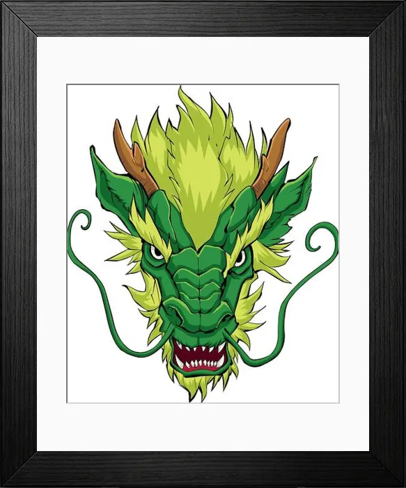 Framed Print : Chinese Dragon Head Green Framed Print : Chinese Dragon Head Green