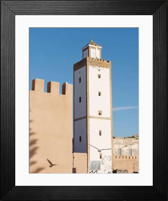 Framed Print : Bird casts a shadow beside a tower in the historic Medina in Essaouira, Morocco, Jan 28th 2024 Framed Print : Bird casts a shadow beside a tower in the historic Medina in Essaouira, Morocco, Jan 28th 2024