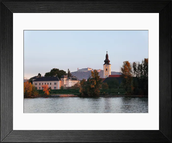 Framed Print : Mautern on the Danube River, with Goettweig Abbey, Wachau, Most district, Must Quarter, Lower Austria, Austria, Europe Framed Print : Mautern on the Danube River, with Goettweig Abbey, Wachau, Most district, Must Quarter, Lower Austria, Austria, Europe