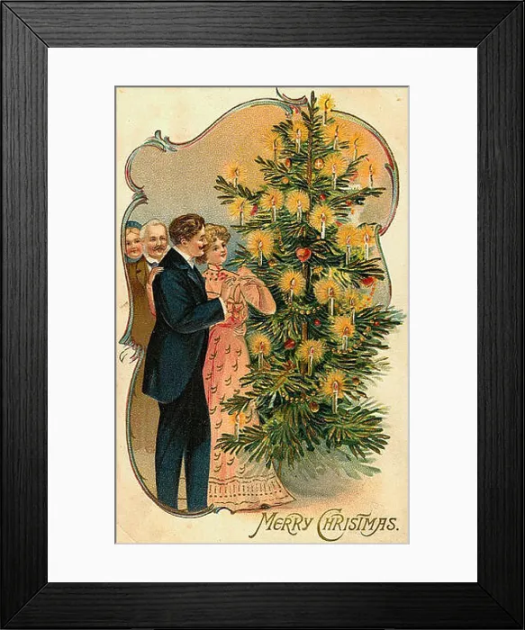 Framed Print : vintage christmas card illustrated design Framed Print : vintage christmas card illustrated design