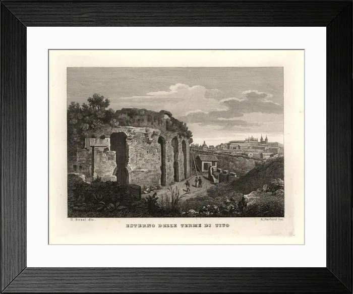Framed Print : View of the exterior of the Baths of Titus Framed Print : View of the exterior of the Baths of Titus