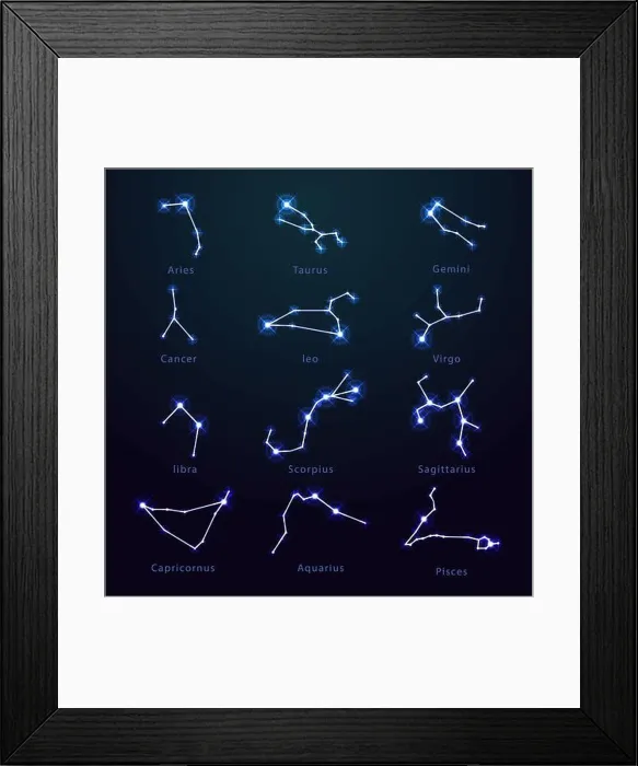 Framed Print : Stars in form of zodiac signs, Horoscope, astronomy Framed Print : Stars in form of zodiac signs, Horoscope, astronomy
