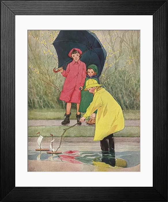 Framed Print : Kids in the Rain Framed Print : Kids in the Rain