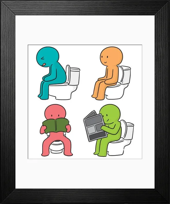 Framed Print : vector set of people use flush toilet Framed Print : vector set of people use flush toilet