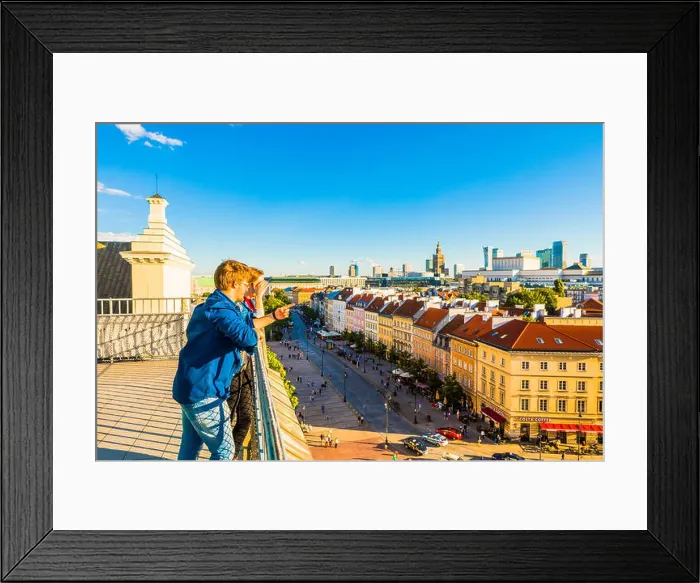 Framed Print : Couple looking at Palace of Culture and Science and skyscrapers, City Centre, Warsaw, Poland, Europe Framed Print : Couple looking at Palace of Culture and Science and skyscrapers, City Centre, Warsaw, Poland, Europe