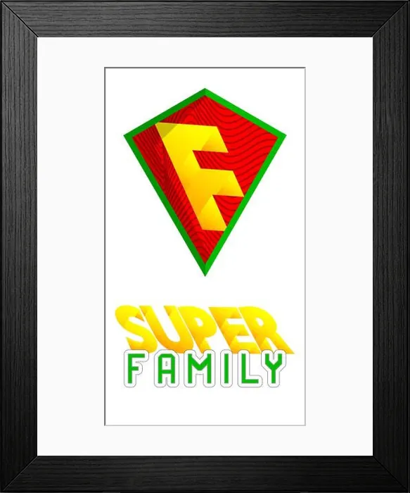 Framed Print : Superhero coat of arms showing Family icon. Colorful comic book style vector illustration Framed Print : Superhero coat of arms showing Family icon. Colorful comic book style vector illustration