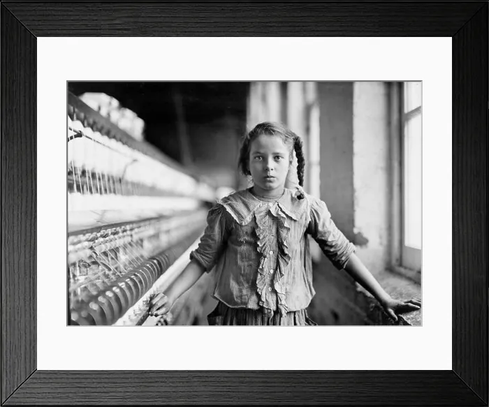 Framed Print : Cotton-Mill Worker, North Carolina by Lewis Hine (1874-1940) Framed Print : Cotton-Mill Worker, North Carolina by Lewis Hine (1874-1940)