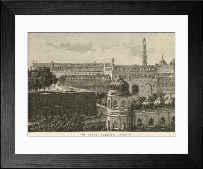 Framed Print : The Great Imambara, Bara Imambara, Asafi Imambara, Lucknow, Uttar Pradesh, India, old vintage 1800s picture
