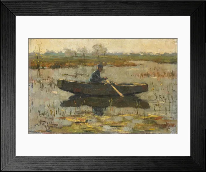 Framed Print : Nederlands: Man in een roeiboot Framed Print : Nederlands: Man in een roeiboot