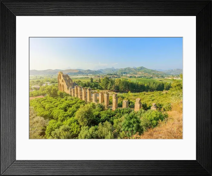 Framed Print : Aerial view of Roman aqueduct in Aspendos in Turkey Framed Print : Aerial view of Roman aqueduct in Aspendos in Turkey