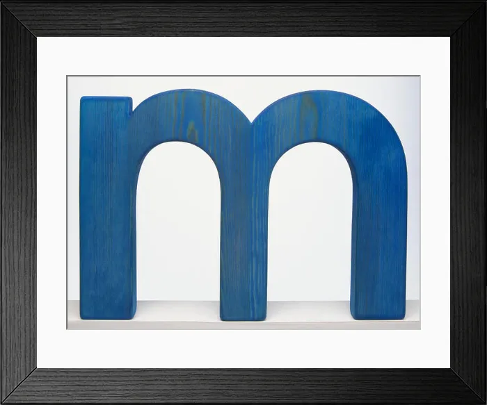 Framed Print : Blue wooden letter m Framed Print : Blue wooden letter m