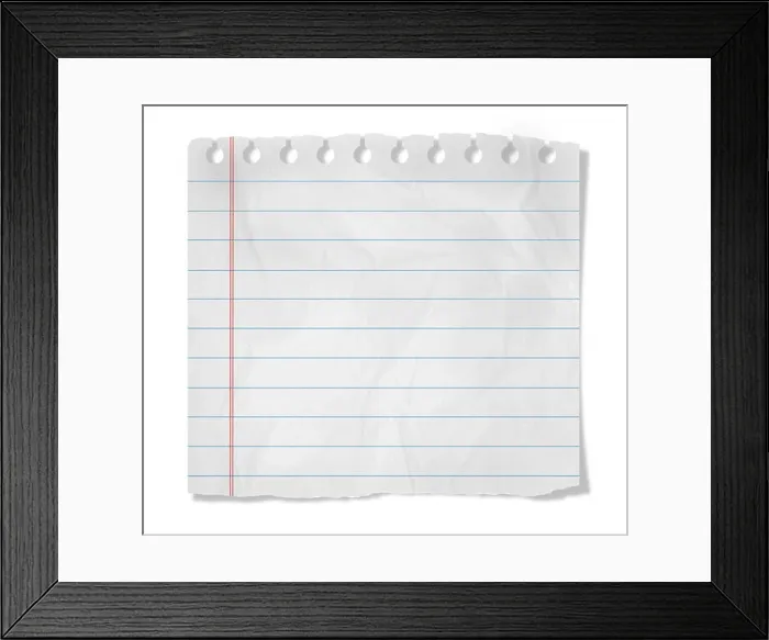 Framed Print : Piece of paper with empty space isolated on white Framed Print : Piece of paper with empty space isolated on white