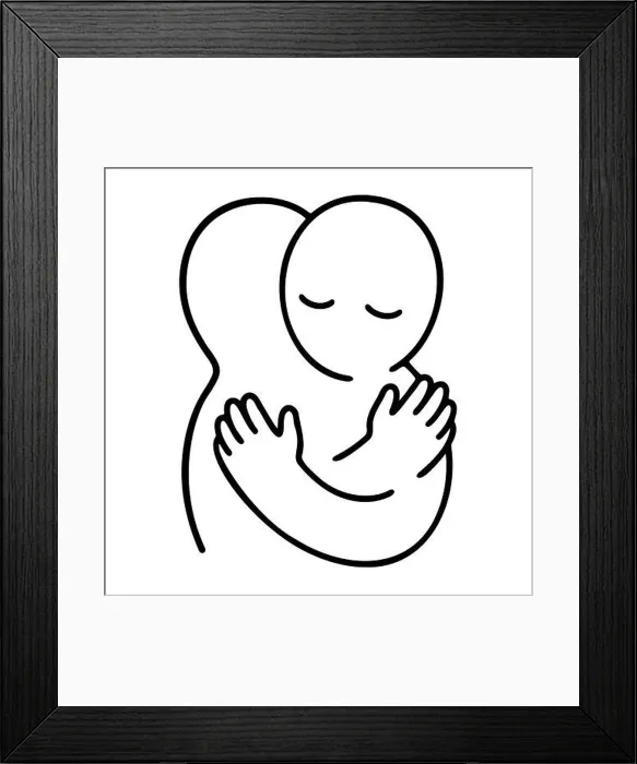 Framed Print : Simple abstract doodle of two people hugging each other Framed Print : Simple abstract doodle of two people hugging each other