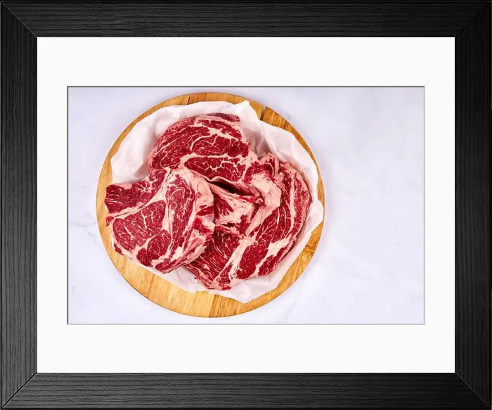 Framed Print : Raw steak meat flatlay Framed Print : Raw steak meat flatlay