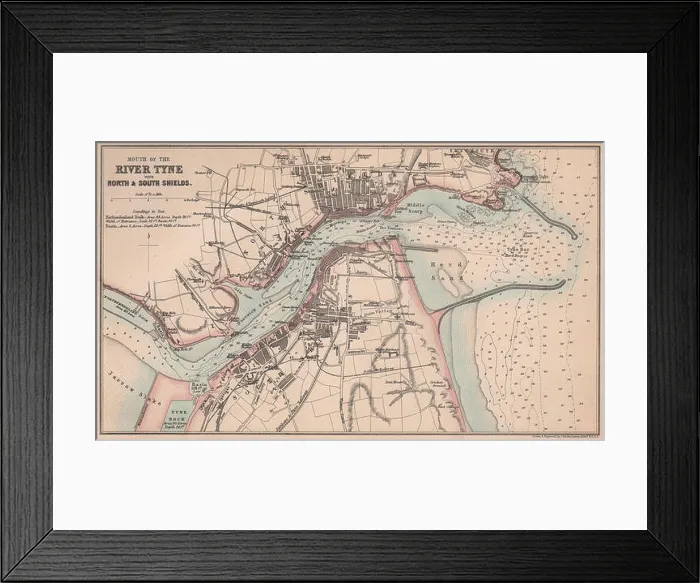Framed Print : TYNESIDE.North & South Shields.Antique town plan.Tyne mouth.BARTHOLOMEW 1865 map Framed Print : TYNESIDE.North & South Shields.Antique town plan.Tyne mouth.BARTHOLOMEW 1865 map