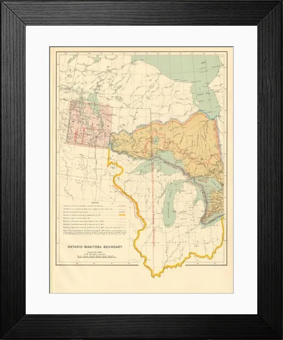 Framed Print : ONTARIO-MANITOBA BOUNDARY DISPUTE. Dominion Acts 1870 / 77 / 81 Quebec 1774 1906 map Framed Print : ONTARIO-MANITOBA BOUNDARY DISPUTE. Dominion Acts 1870 / 77 / 81 Quebec 1774 1906 map