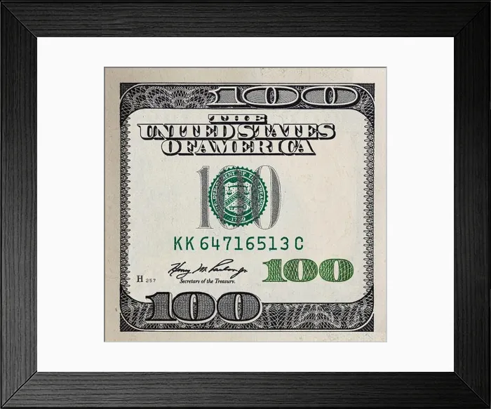 Framed Print : Modified decorative 100 dollar bill artwork for design purpose Framed Print : Modified decorative 100 dollar bill artwork for design purpose
