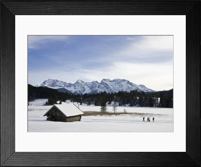 Framed Print : walker at cottage near lake Geroldsee in Winter, bavarian pre-alps Framed Print : walker at cottage near lake Geroldsee in Winter, bavarian pre-alps