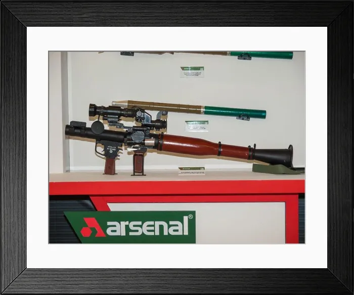 Framed Print : Arsenal 40mm 40 mm ATGL-L (RPG-7) anti-tank rocket launcher in IDEX 2011 Military Exibition Framed Print : Arsenal 40mm 40 mm ATGL-L (RPG-7) anti-tank rocket launcher in IDEX 2011 Military Exibition