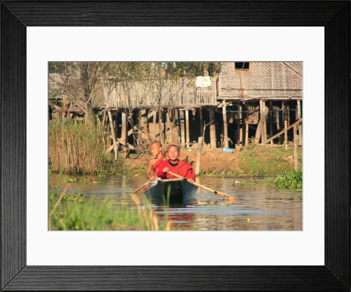 Framed Print : Burmese monks rowing a boat, Inle lake, Shan state, Myanmar, Southeast Asia Framed Print : Burmese monks rowing a boat, Inle lake, Shan state, Myanmar, Southeast Asia