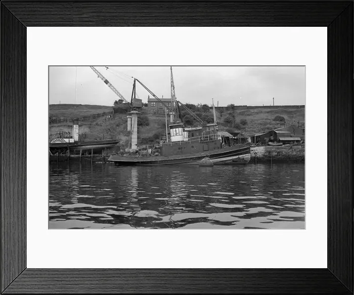 Framed Print : This 1950 photograph captures the refurbishment of tugboats at Bill Quay Framed Print : This 1950 photograph captures the refurbishment of tugboats at Bill Quay