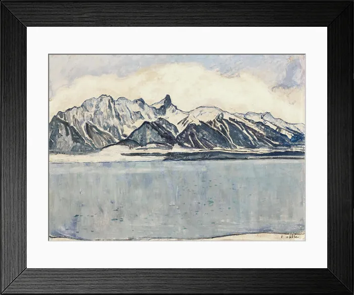 Framed Print : Thunersee mit Stockhornkette im Winter is a winter landscape painting by Ferdinand Hodler Framed Print : Thunersee mit Stockhornkette im Winter is a winter landscape painting by Ferdinand Hodler