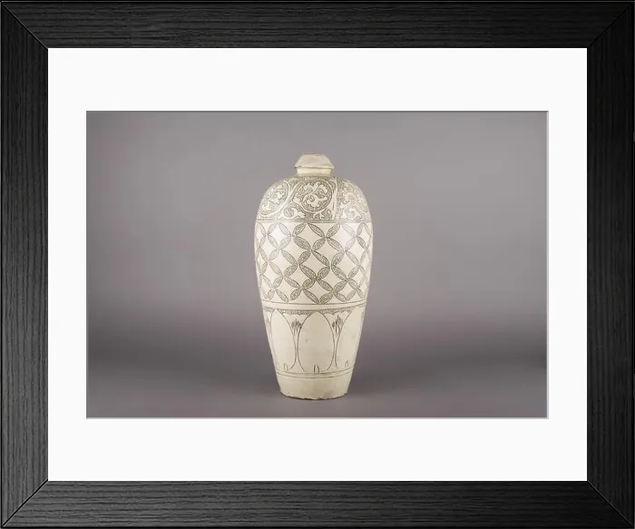 Framed Print : Prunus Vase (meiping) with Design of Leafy Scrolls Framed Print : Prunus Vase (meiping) with Design of Leafy Scrolls