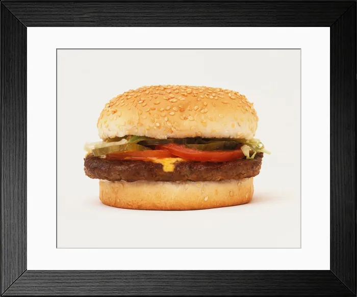Framed Print : Hamburger, close up Framed Print : Hamburger, close up