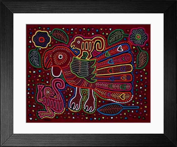 Framed Print : Mola textile by Kuna Indian artist Framed Print : Mola textile by Kuna Indian artist