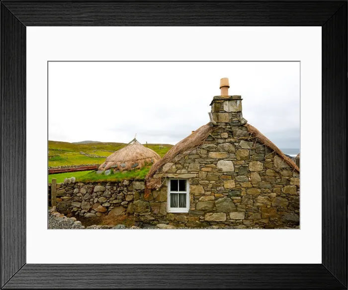 Framed Print : Restored traditional croft in the Garenin Blackhouse Village on the Isle of Lewis, Scotland Framed Print : Restored traditional croft in the Garenin Blackhouse Village on the Isle of Lewis, Scotland