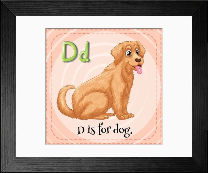 Framed Print : Flashcard letter D is for dog illustration Framed Print : Flashcard letter D is for dog illustration