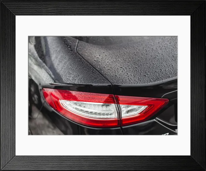 Framed Print : Rainy days, Rain drops on car light, rainy weather, rain background