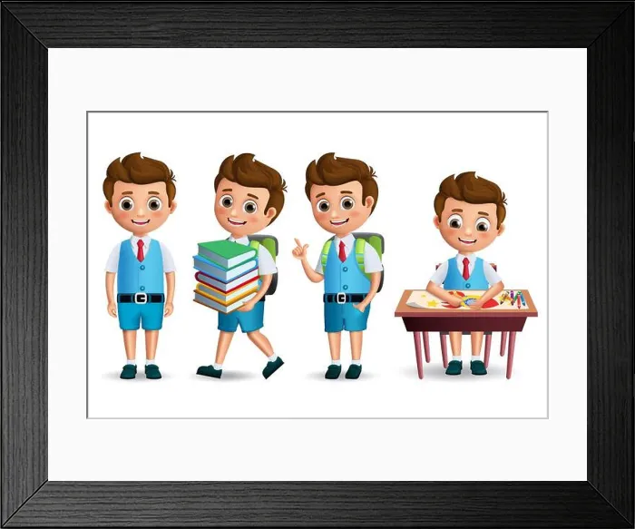 Framed Print : School boy vector character set Framed Print : School boy vector character set
