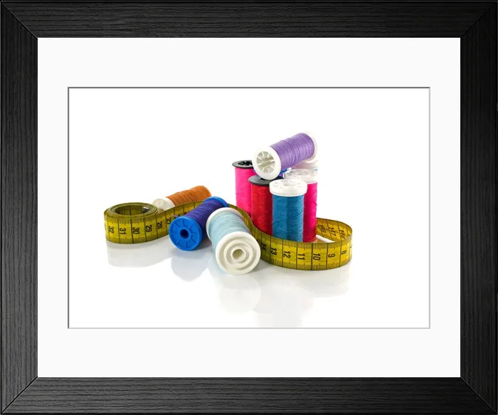 Framed Print : sewing thread and tailor equipment isolated on white Framed Print : sewing thread and tailor equipment isolated on white
